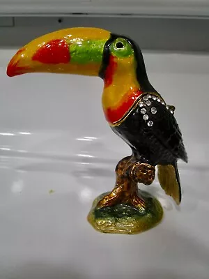 Beautiful Hinged Jeweled Toucan Bird Trinket Box • $24.99