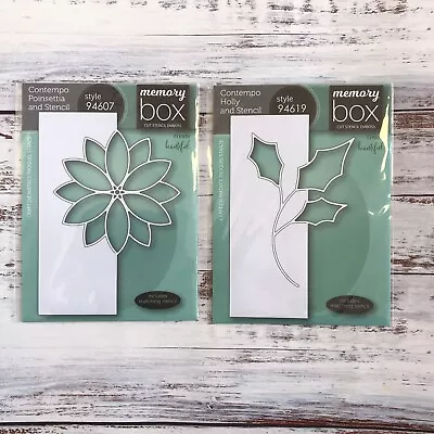 £12.99 • Buy Memory Box Contempo Poinsettia And Holly Die & Stencil Combo