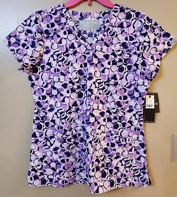 Med Couture Women's Size Small & Medium Purple Geometric Print Scrub Top New • $21