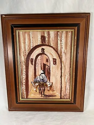 VTG OOAK Middle East Oil Painting On Board Artist Signed Framed 7.25x9.5” • $35