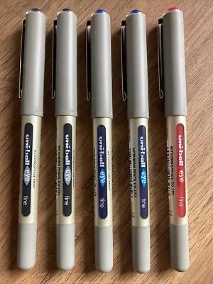 Uni-Ball UB-157 Eye Fine Assorted Rollerball Pens0.7MM(PKT 5 PENS )BRAND NEW • £8