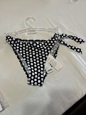 ESPRIT Womens Crosby Beach Mini Brief Bikini Bottoms Black-white Size Uk10 • £5