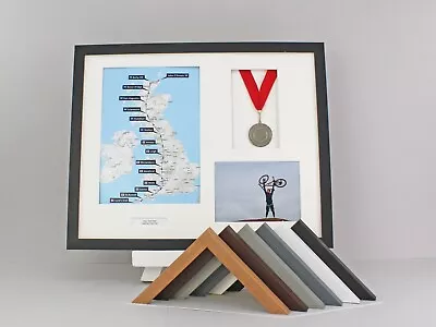 Personalised Sports Medal Display Frame | Apertures For Map & Photo | 40x50cm • £42.50