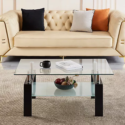 Glass Coffee Table For Living Room Clear Coffee TableSmall Modern Coffee Table • $99