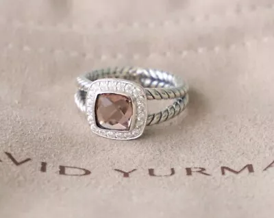 David Yurman Sterling Silver 7mm Albion Petite Ring Morganite & Diamonds • $250