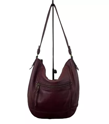 The Sak Sequoia Burgundy Pebbled Leather Bag Purse Shoulder Handbag • $24.29