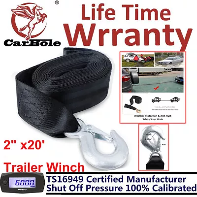 2  X20' Heavy Duty Car Trailer Winch Strap Rope 3300 LBS W/ Hook For Boat Car US • $18.65