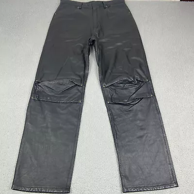 Wilsons Leather Pants Mens 34 Black Biker M Julian Double Knee Motorcycle Riding • $89.99