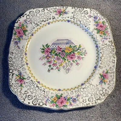 Plate H&K Tunstall Old English  Petit Point Pattern Floral Gold Detail 7 3/4” • $9.99