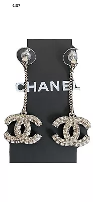 Chanel CC Crystal Drop Earrings Authentic • $1500