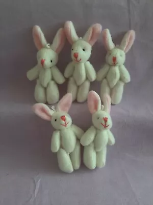 Pack Of 5 X Handstitched Felt Bunniesapprox 8cms With Pink Ears. • £8.99