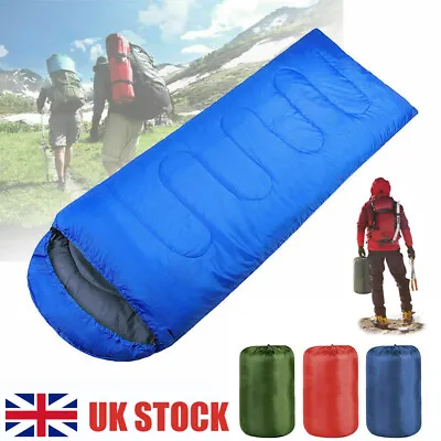 3-4 Season Outdoor Camping Sleeping Bag Single Envelope Tent Hiking Thermal UK • £11.99