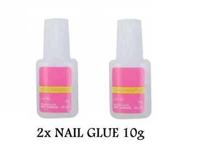 10g Nail Glue With Brush EXTRA STRONG Professional False Nail Tips X 2 • £2.89