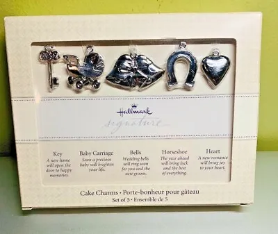 £16.95 • Buy Hallmark Wedding Cake Ribbon Charms Gift Set Of 5 Silver Bridal Shower Gift NIB