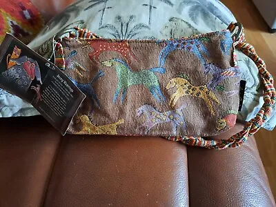 Bnwt Laurel Burch Tapestry Shoulder Bag  Native Running Horses Boho 12x6  • £17.50