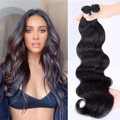 Body Wave I Tip Human Hair Extension Pre Bonded Brazilian Remy Hair 100g 100pcs • $93.84