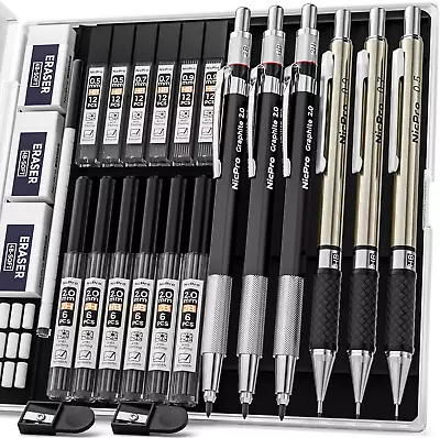 6PCS Art Mechanical Pencils Set 3PCS Metal Drafting Pencil 0.5 Mm & 0.7 Mm & 0. • $21.99