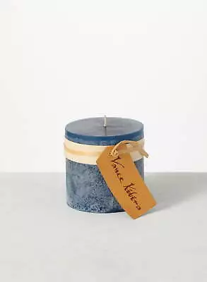 Vance Kitira 4.25  English Blue Timber Pillar Candle • $19.19