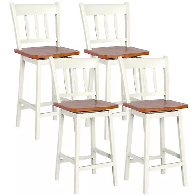 Costway Set Of 4 Swivel Bar Stools 24.5  Counter Height Dining Bar Chairs White • $269.99