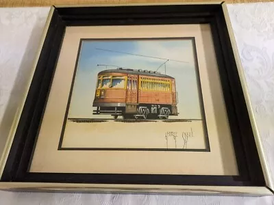 Vtg. George Sperl Original Watercolor Painting; Trolley Train Munster In. • $80