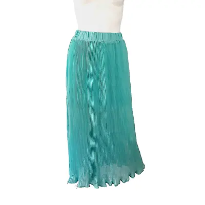 Rehab Womens Maxi Skirt Size Small Aqua Blue Pleated Sheer With Mini Liner • $14