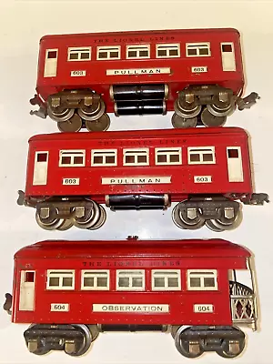 Lionel Prewar 1935 O Gauge 603 603 604 Red Comet Passenger Cars • $140