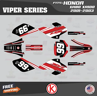 Graphics Kit For HONDA XR80 XR100 (2001-2003) Viper Series - Red • $59.99