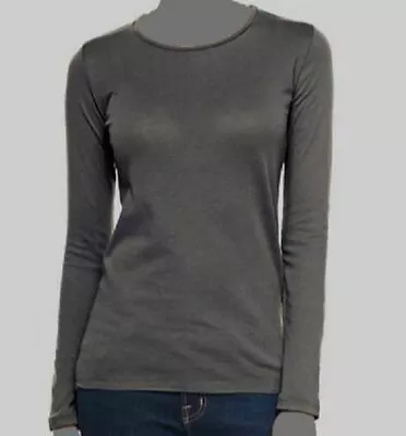 $155 Majestic Paris Women's Gray Stretch Long Sleeve Crew Neck Top Size 4 • $49.98