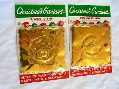 2 Vintage NOS 9 Packages Of 9 Ft Gold Foil Christmas Garland Made In Japan • $9.99