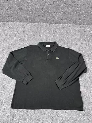 Lacoste Men's Black Fine Lambswool Jersey Polo Collar Sweater Pullover Size 8 • $30