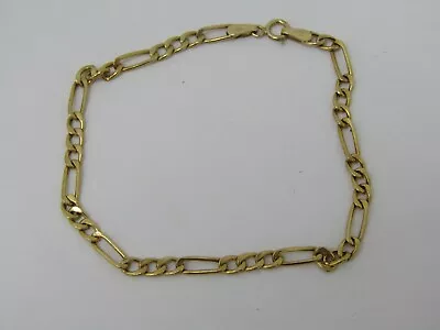 Vintage 9ct Gold Figaro Chain Bracelet 1.21g 18cm Hallmarked 375 Sheffield GA • £19.34