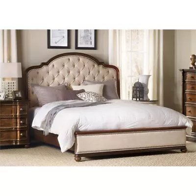 Hooker Furniture Bedroom Leesburg King Upholstered Bed With Wood Rails • $1987