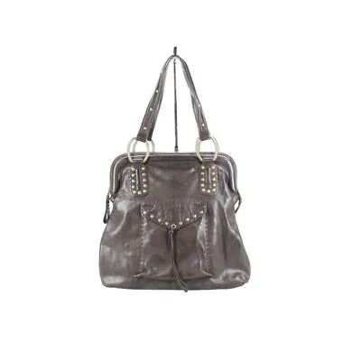 Via Spiga Women's Brown Leather Studded Leather Trim Tote Shoulder Handbag • $37.50