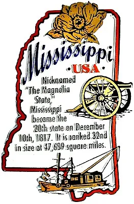 Mississippi The Magnolia State Outline Montage Fridge Magnet • $5.99
