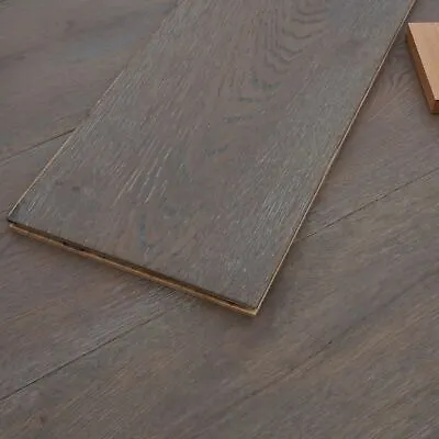 220mm Wide Dark Grey Oiled Engineered Oak Flooring / Long Boards / ECS2 • £2.49