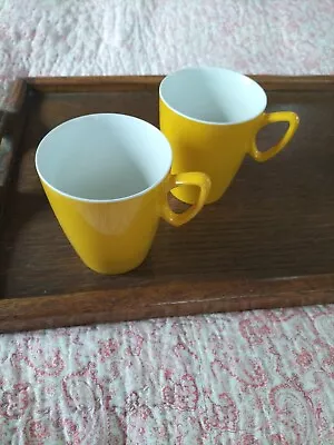 2 Yellow Melamine GAYDON Picnic Tea Cups Mugs Camping Camper Van VGC Retro C1970 • £5.99