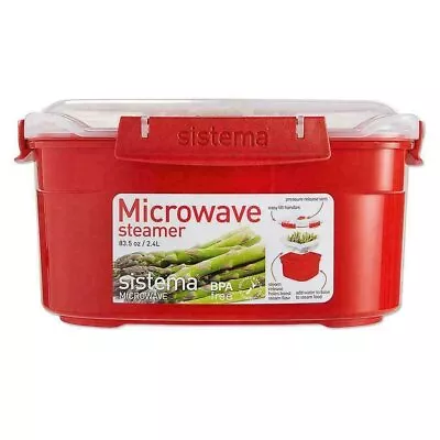 Sistema Microwave Medium Steamer With Removable Steamer Basket 2.4L - Red/Clear • £11.50