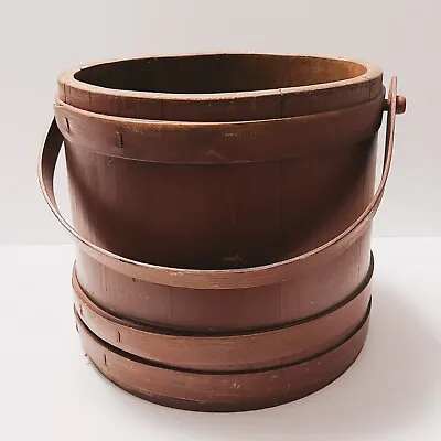 Vintage Firkin Wooden Sugar Bucket W/ Handle - No Lid (Red) • $190