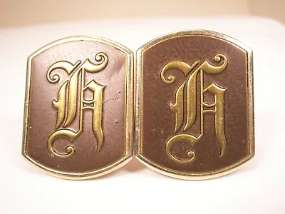 H Monogram OLD ENGLISH FONT Initial Letter  Vintage LARGE SWANK Cuff Links Henry • $42.49