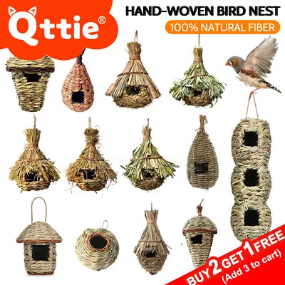 Qttie Bird Nest Breeding Box House Bed Cage Hut Cave Canary Finch Budgie Parrot • $11.50