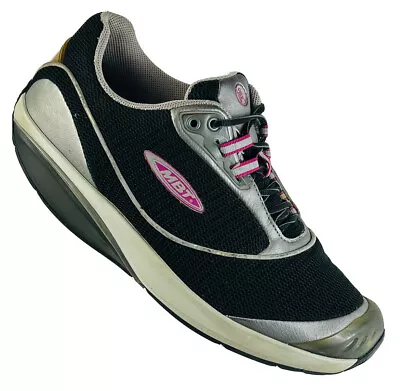 MBT Womens 8.5 Fora Trainers Walking Toning Shoes 400212-03 Black Silver Purple • $36.99