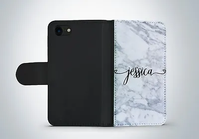 $29 • Buy Custom Personalised Marble Leather Wallet Case For IPhone 6 6S 7 8 Plus X XS.