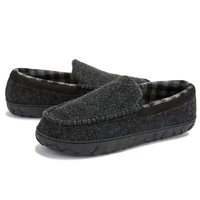 Men's Moccasin Slippers Memory Foam Sherpa Lined Faux Suede Fuzzy Slip-on Shoes • $16.95