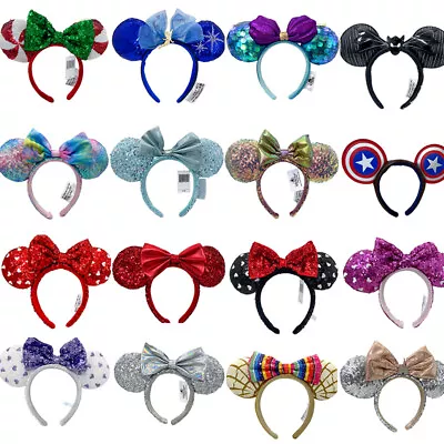 Disney-Parks Minnie Mouse Ears Headband Multiple Sequin Bow Fancy Party HairBand • $15.45