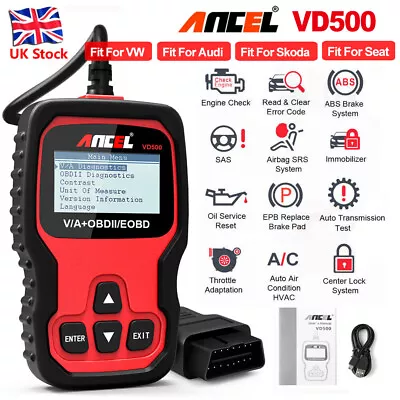 ANCEL VD500 OBD2 Scanner Code Reader ABS SRS EPB Oil Diagnostic Tool Fit For VW • £37.99