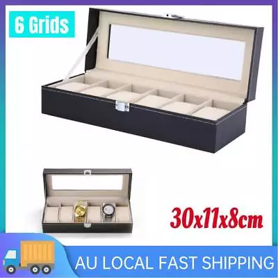 6 Grids Leather Watch Box Storage Case Jewelry Display Showcase Holder • $18.79