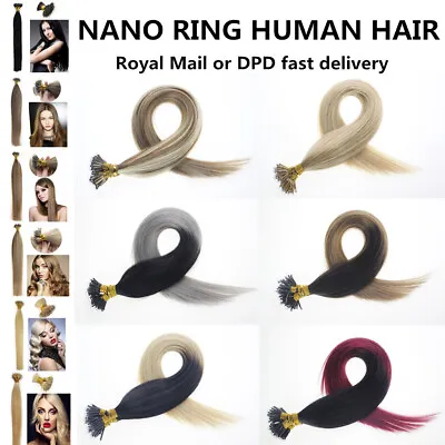 8A Quality 1g 14''-24'' Nano Ring Tip Remy Micro Beads Human Hair Extensions UK • £65.88