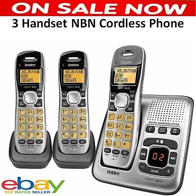 UNIDEN NBN 3 Handset Cordless Home Phone With Answering Machine Office CordFree • $79.80