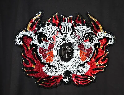 John Richmond Flame Sequine Embellished Black T-Shirt Made In Italy Size XS £242 • £59