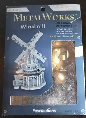 Model Kit Windmill Fascinations Metal Works 3D Laser Cut Silver Edition 2 Sheets • $9.99